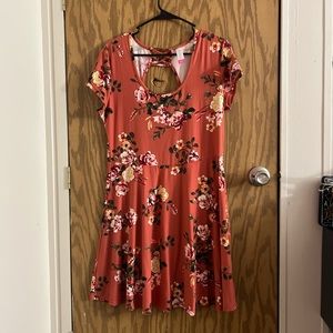 No Boundaries coral floral dress.